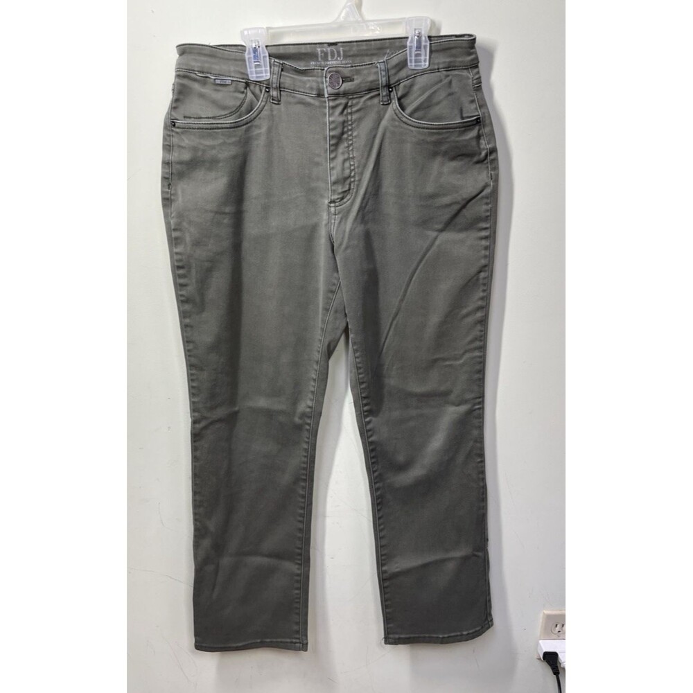 FDJ French Dressing Jeans Women's Size 12P Olive Green Peggy Straight Leg Denim